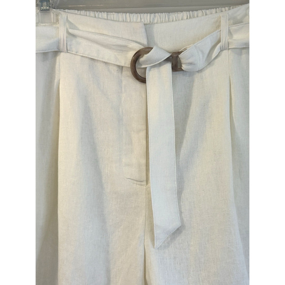 House Of Harlow 1960 Ivory Linen Shorts Women Size Large Belted Lined NWOT - Picture 2 of 10